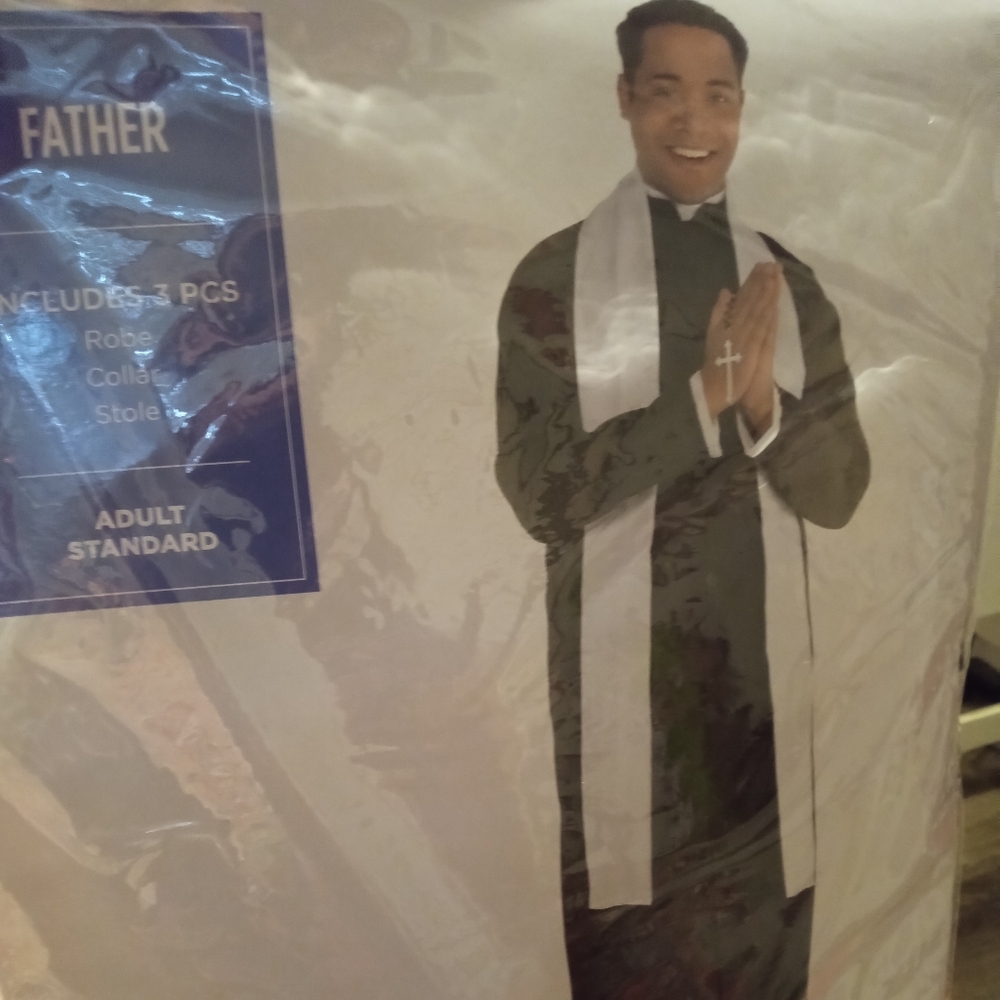 Adult Priest Costume Robe with White Stole